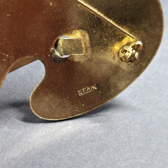 Spain Damascene 2-Tone Metallic Colorful Damascene Artists Painting Brooch - Picture 13 of 17